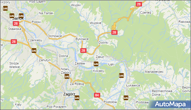 mapa Załuż, Załuż na mapie Targeo