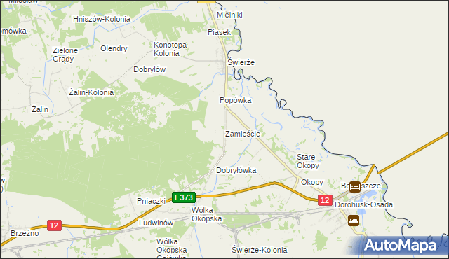 mapa Zamieście gmina Dorohusk, Zamieście gmina Dorohusk na mapie Targeo