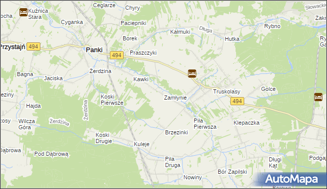 mapa Zamłynie gmina Wręczyca Wielka, Zamłynie gmina Wręczyca Wielka na mapie Targeo