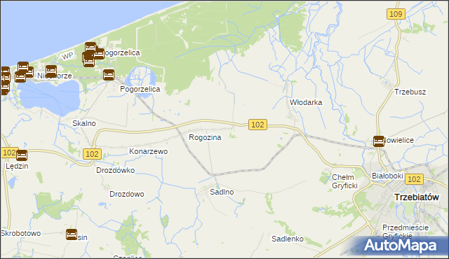 mapa Zapolice gmina Trzebiatów, Zapolice gmina Trzebiatów na mapie Targeo