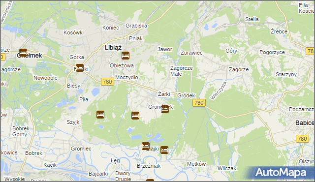 mapa Żarki gmina Libiąż, Żarki gmina Libiąż na mapie Targeo