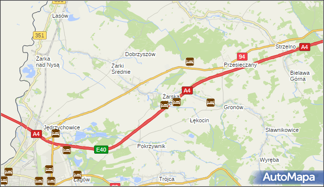 mapa Żarska Wieś, Żarska Wieś na mapie Targeo