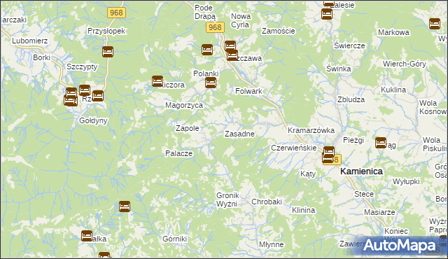 mapa Zasadne, Zasadne na mapie Targeo