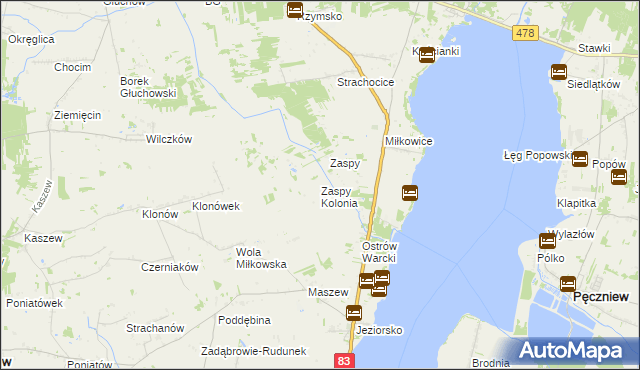 mapa Zaspy Kolonia, Zaspy Kolonia na mapie Targeo