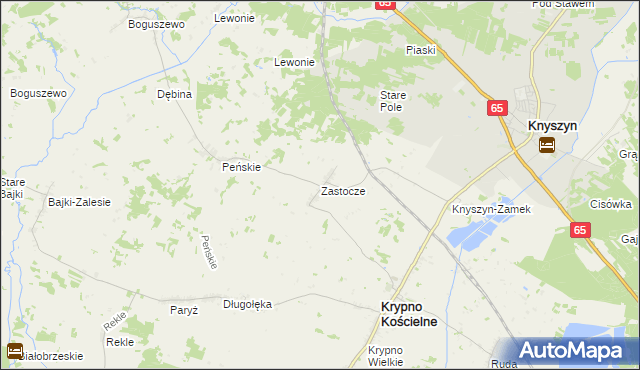 mapa Zastocze gmina Krypno, Zastocze gmina Krypno na mapie Targeo
