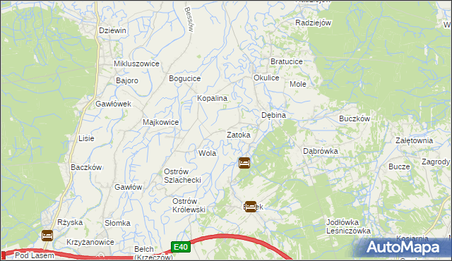 mapa Zatoka gmina Bochnia, Zatoka gmina Bochnia na mapie Targeo