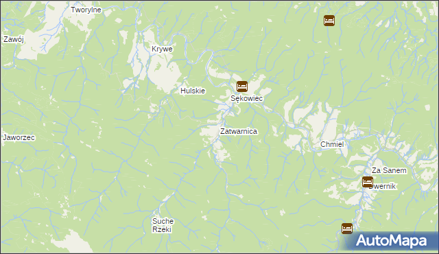 mapa Zatwarnica, Zatwarnica na mapie Targeo