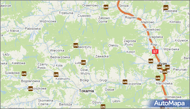 mapa Zawadka gmina Tokarnia, Zawadka gmina Tokarnia na mapie Targeo