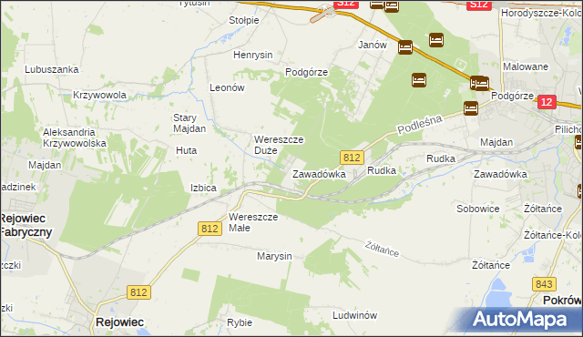 mapa Zawadówka gmina Rejowiec, Zawadówka gmina Rejowiec na mapie Targeo