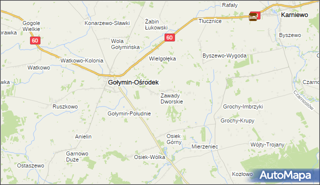 mapa Zawady Dworskie gmina Gołymin-Ośrodek, Zawady Dworskie gmina Gołymin-Ośrodek na mapie Targeo