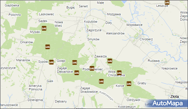 mapa Zawarża, Zawarża na mapie Targeo