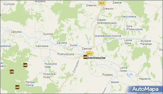 mapa Zawoda gmina Skierbieszów, Zawoda gmina Skierbieszów na mapie Targeo