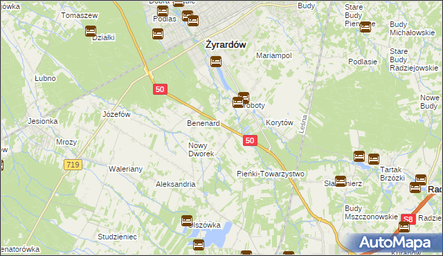 mapa Zazdrość gmina Radziejowice, Zazdrość gmina Radziejowice na mapie Targeo