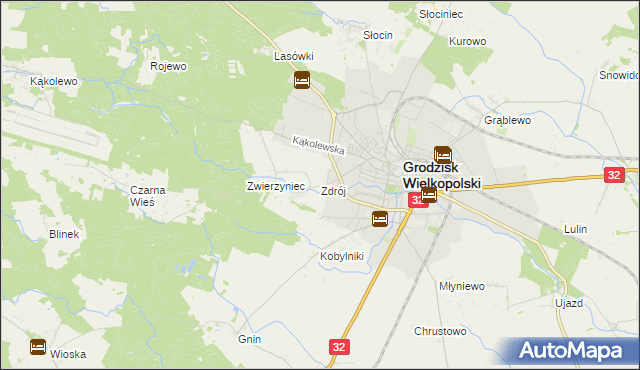 mapa Zdrój gmina Grodzisk Wielkopolski, Zdrój gmina Grodzisk Wielkopolski na mapie Targeo