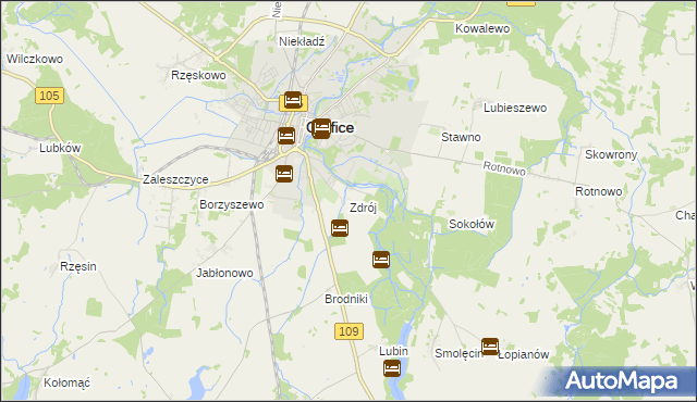 mapa Zdrój gmina Gryfice, Zdrój gmina Gryfice na mapie Targeo