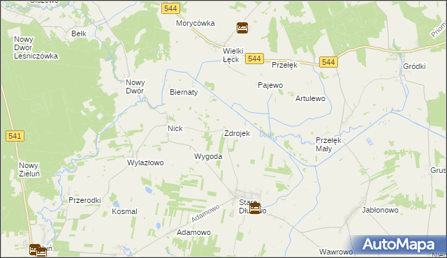mapa Zdrojek gmina Lidzbark, Zdrojek gmina Lidzbark na mapie Targeo