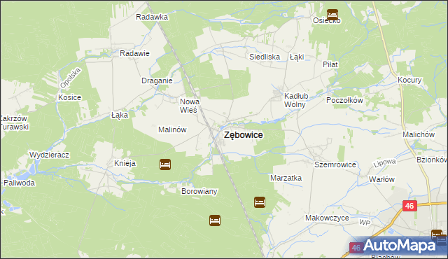 mapa Zębowice powiat oleski, Zębowice powiat oleski na mapie Targeo