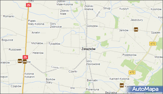 mapa Żelazków powiat kaliski, Żelazków powiat kaliski na mapie Targeo