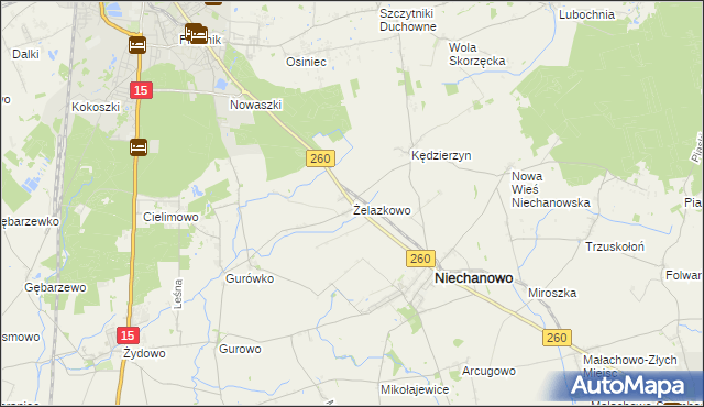 mapa Żelazkowo gmina Niechanowo, Żelazkowo gmina Niechanowo na mapie Targeo