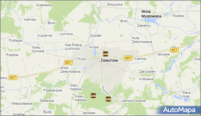 mapa Żelechów powiat garwoliński, Żelechów powiat garwoliński na mapie Targeo