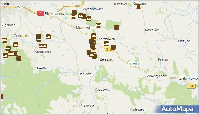 mapa Żeleźnik, Żeleźnik na mapie Targeo