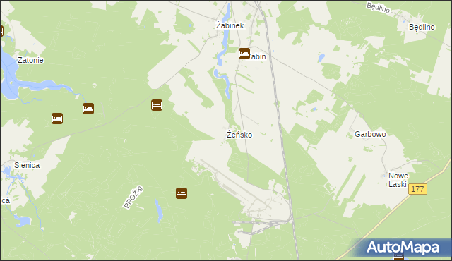 mapa Żeńsko gmina Wierzchowo, Żeńsko gmina Wierzchowo na mapie Targeo