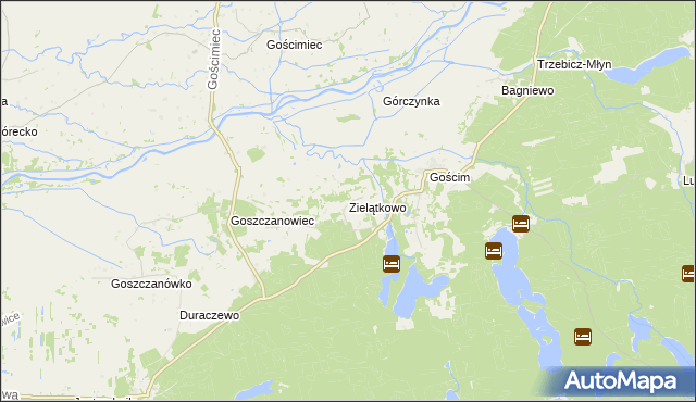 mapa Zielątkowo gmina Drezdenko, Zielątkowo gmina Drezdenko na mapie Targeo