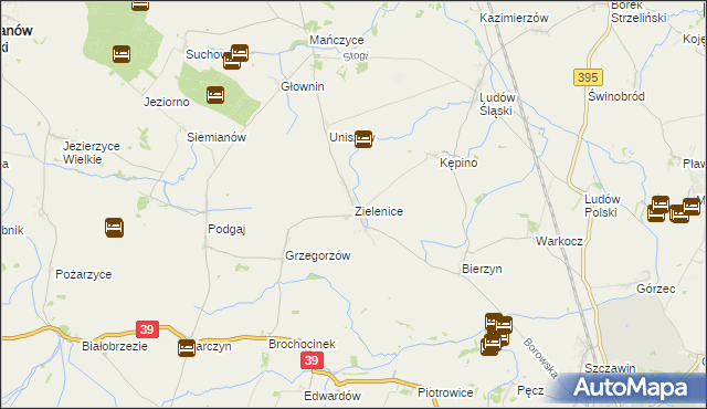 mapa Zielenice gmina Borów, Zielenice gmina Borów na mapie Targeo