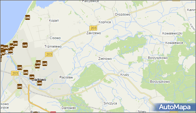 mapa Zielnowo gmina Darłowo, Zielnowo gmina Darłowo na mapie Targeo