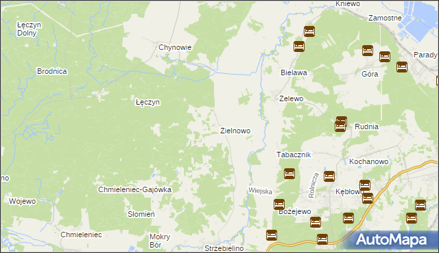 mapa Zielnowo gmina Luzino, Zielnowo gmina Luzino na mapie Targeo
