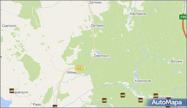 mapa Zielonczyn gmina Stepnica, Zielonczyn gmina Stepnica na mapie Targeo