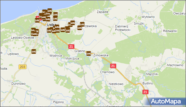 mapa Zimowiska, Zimowiska na mapie Targeo