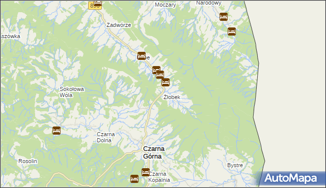 mapa Żłobek gmina Czarna, Żłobek gmina Czarna na mapie Targeo