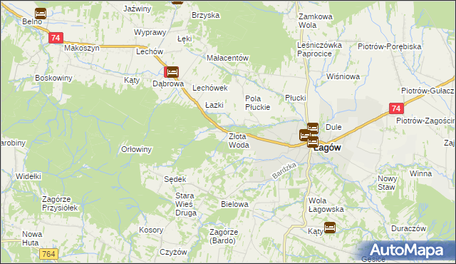 mapa Złota Woda, Złota Woda na mapie Targeo