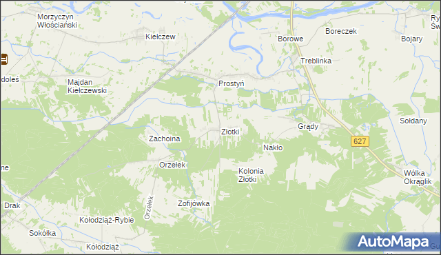 mapa Złotki gmina Sadowne, Złotki gmina Sadowne na mapie Targeo