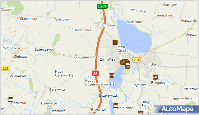 mapa Żnin-Wieś, Żnin-Wieś na mapie Targeo