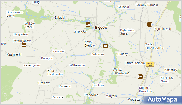 mapa Zofiówka gmina Błędów, Zofiówka gmina Błędów na mapie Targeo