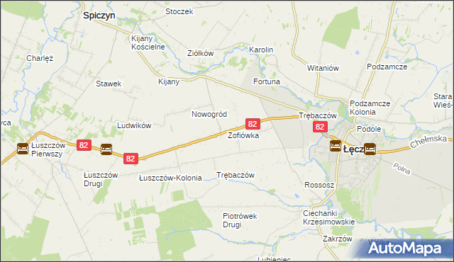 mapa Zofiówka gmina Łęczna, Zofiówka gmina Łęczna na mapie Targeo
