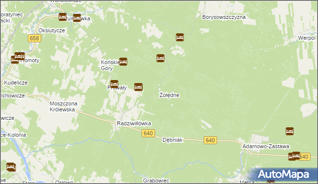 mapa Żołędne, Żołędne na mapie Targeo