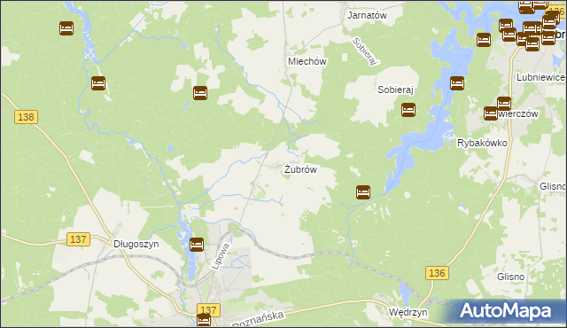mapa Żubrów, Żubrów na mapie Targeo