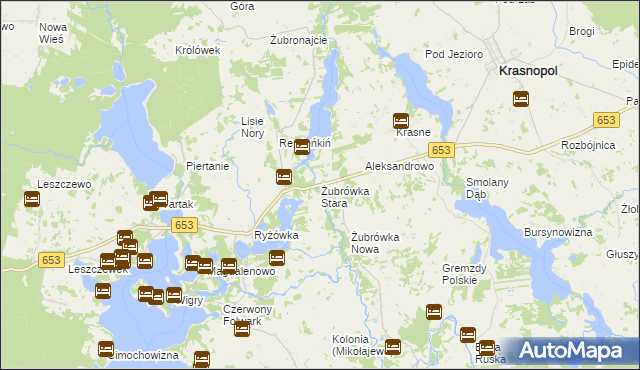 mapa Żubrówka Stara, Żubrówka Stara na mapie Targeo