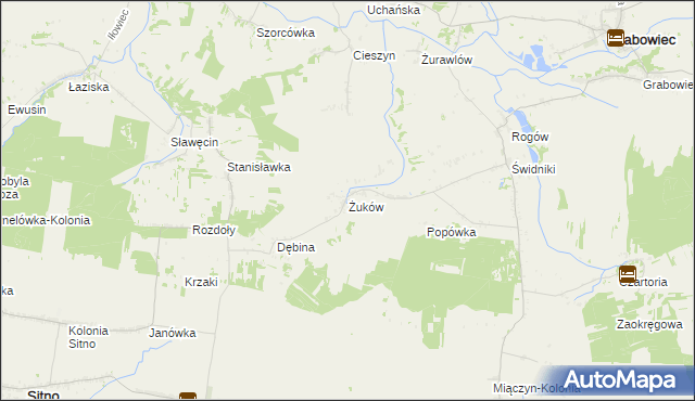 mapa Żuków gmina Miączyn, Żuków gmina Miączyn na mapie Targeo