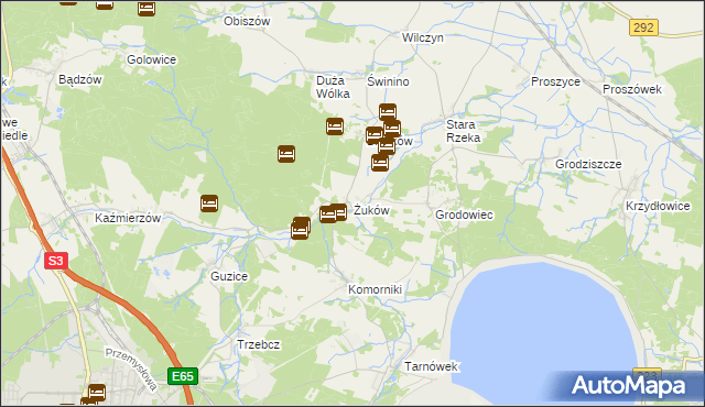 mapa Żuków gmina Polkowice, Żuków gmina Polkowice na mapie Targeo