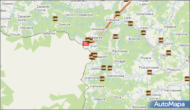 mapa Zwardoń, Zwardoń na mapie Targeo