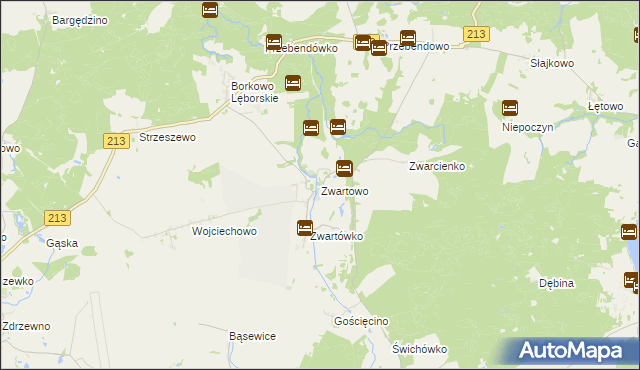 mapa Zwartowo gmina Choczewo, Zwartowo gmina Choczewo na mapie Targeo