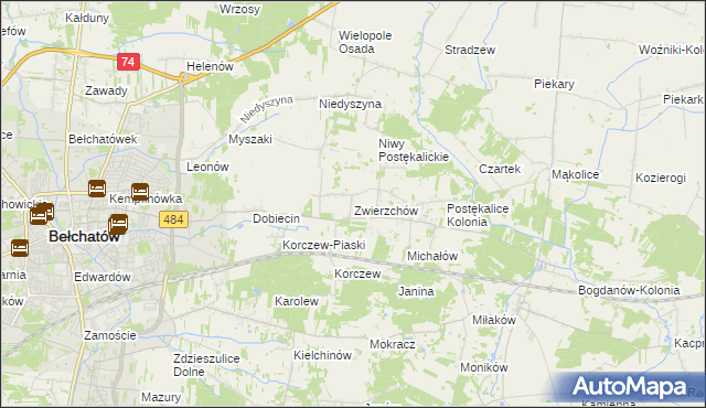 mapa Zwierzchów, Zwierzchów na mapie Targeo