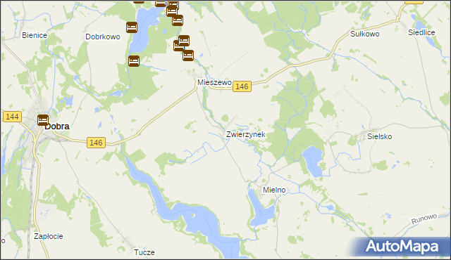 mapa Zwierzynek gmina Węgorzyno, Zwierzynek gmina Węgorzyno na mapie Targeo