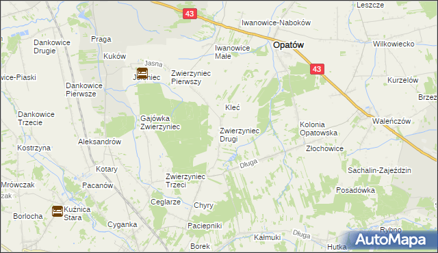 mapa Zwierzyniec Drugi, Zwierzyniec Drugi na mapie Targeo