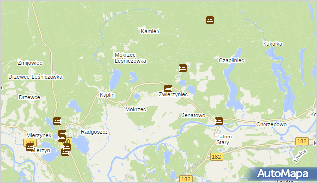 mapa Zwierzyniec gmina Międzychód, Zwierzyniec gmina Międzychód na mapie Targeo