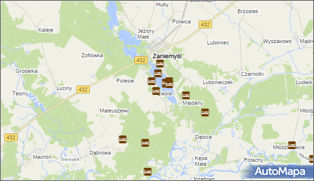 mapa Zwola gmina Zaniemyśl, Zwola gmina Zaniemyśl na mapie Targeo